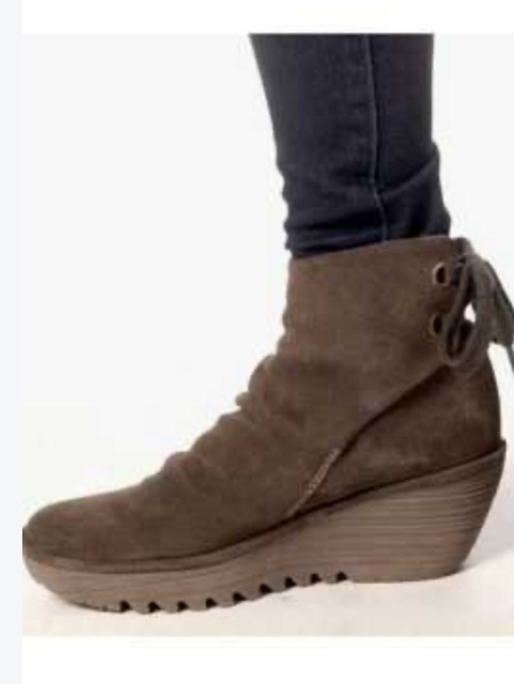 Fly London Yama wedge brown suede ankle boots size EU 6